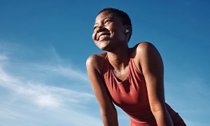 Lady smiles outdoors