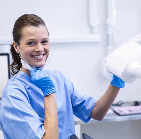 Dental hygienist smiles