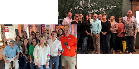 Collage of Rock Hill dentists and team members posing for group photos