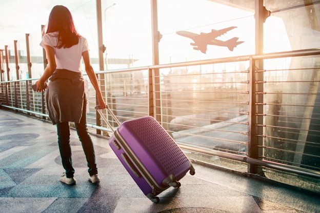 person walking in airport